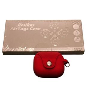 Apple New Earbuds Case Red And 4 AirTag Case with Clip